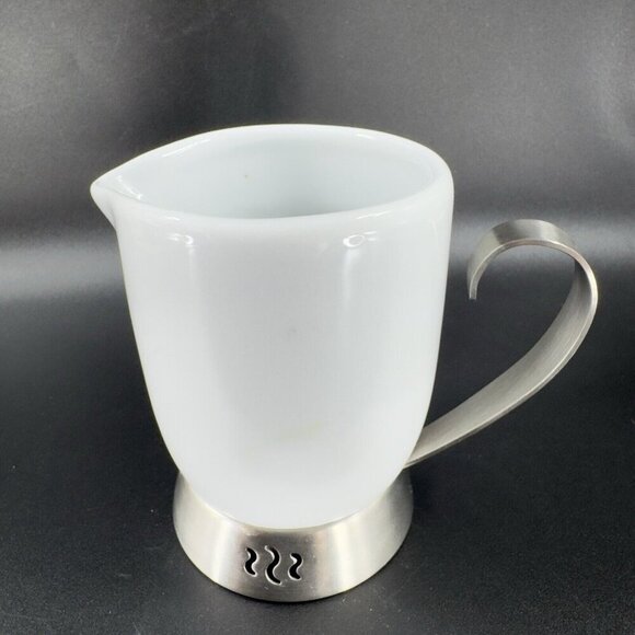 Trudeau Bianca Creamer Milk Jug Pitcher Porcelain and Stainless Steel Handle - Picture 10 of 12